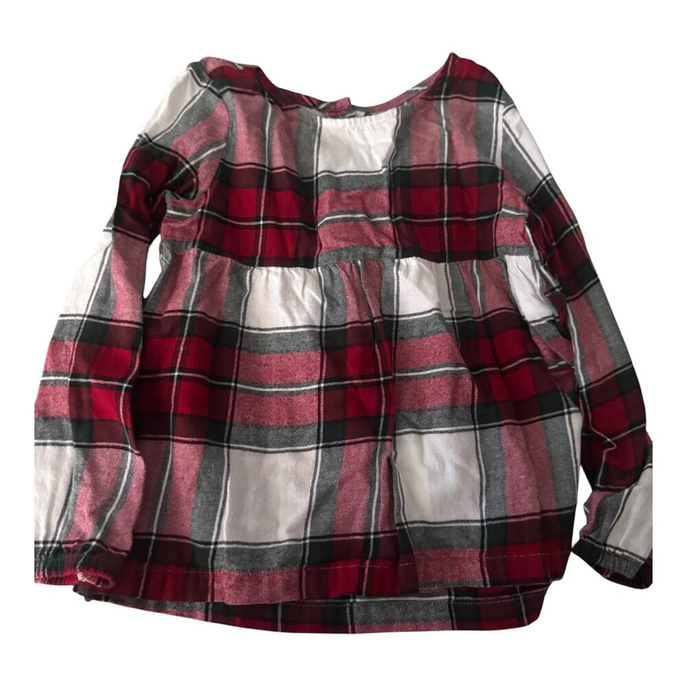 Carter’s Girls Plaid Long Sleeve Top Red Black White Size 6/6X